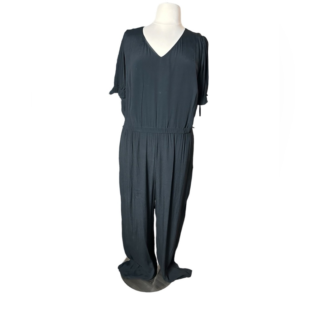 Talbots Womens Black V-Neck‎ Short Sleeve Full Body Jumpsuit Size 18W